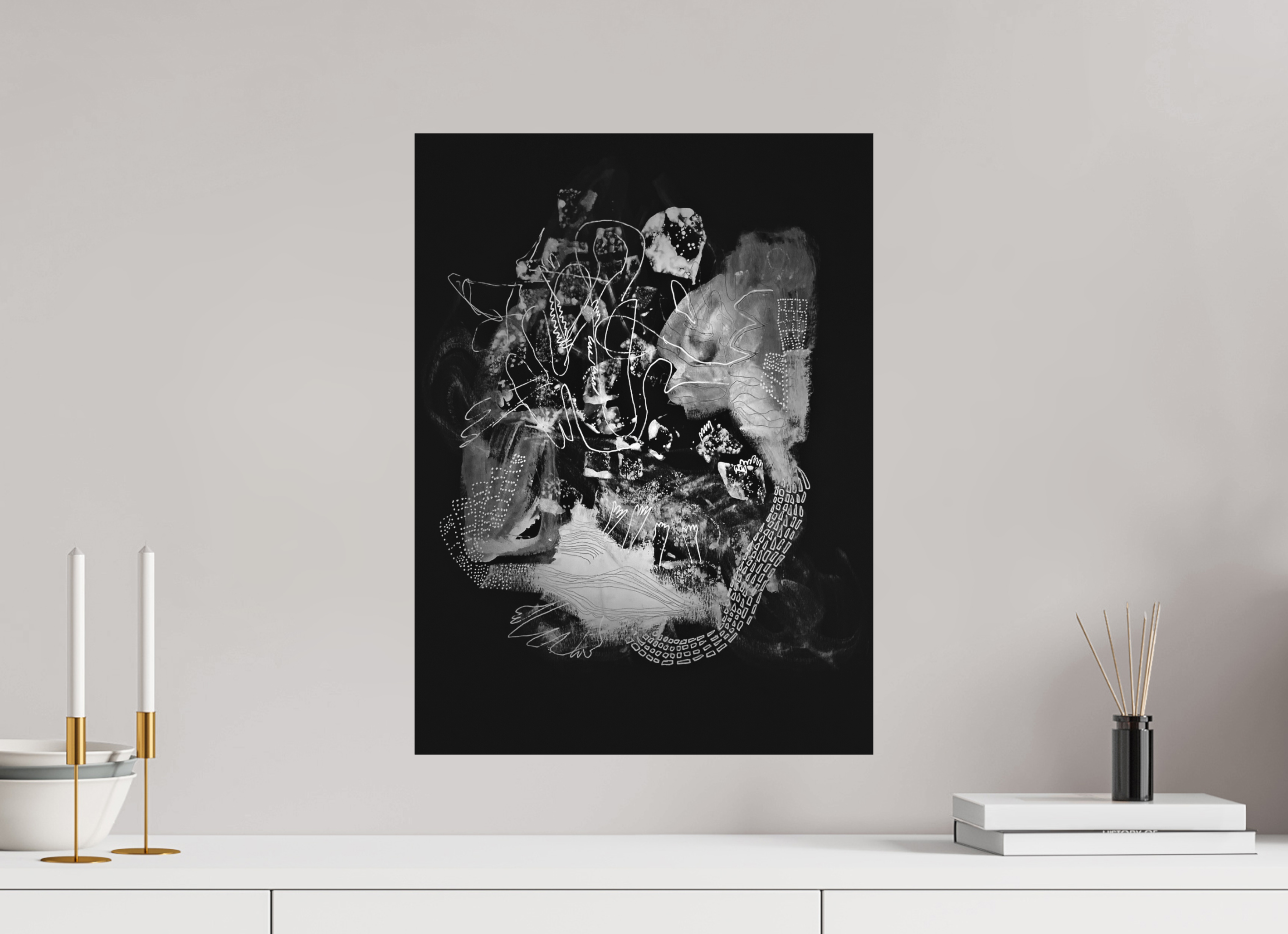 40 x 54,2 cm, Ilford SW-Abzug auf Alu-Dibond Schwarz-Weiß Kunstdruck "mindest in motion 02" auf Alu-Dibond