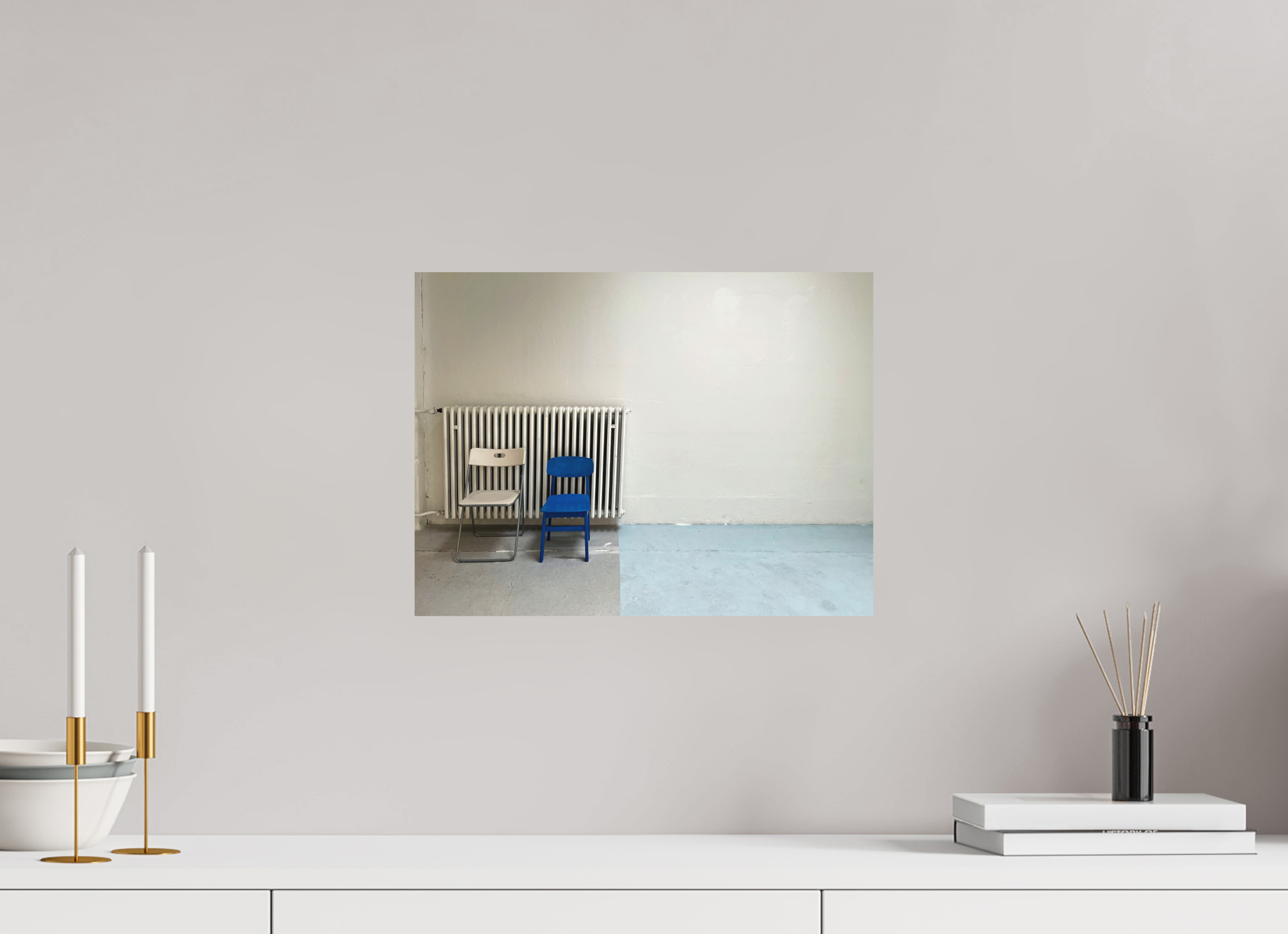 40 x 30 cm, Direktdruck Alu-Dibond Fotografie "blue chair" auf Alu-Dibond