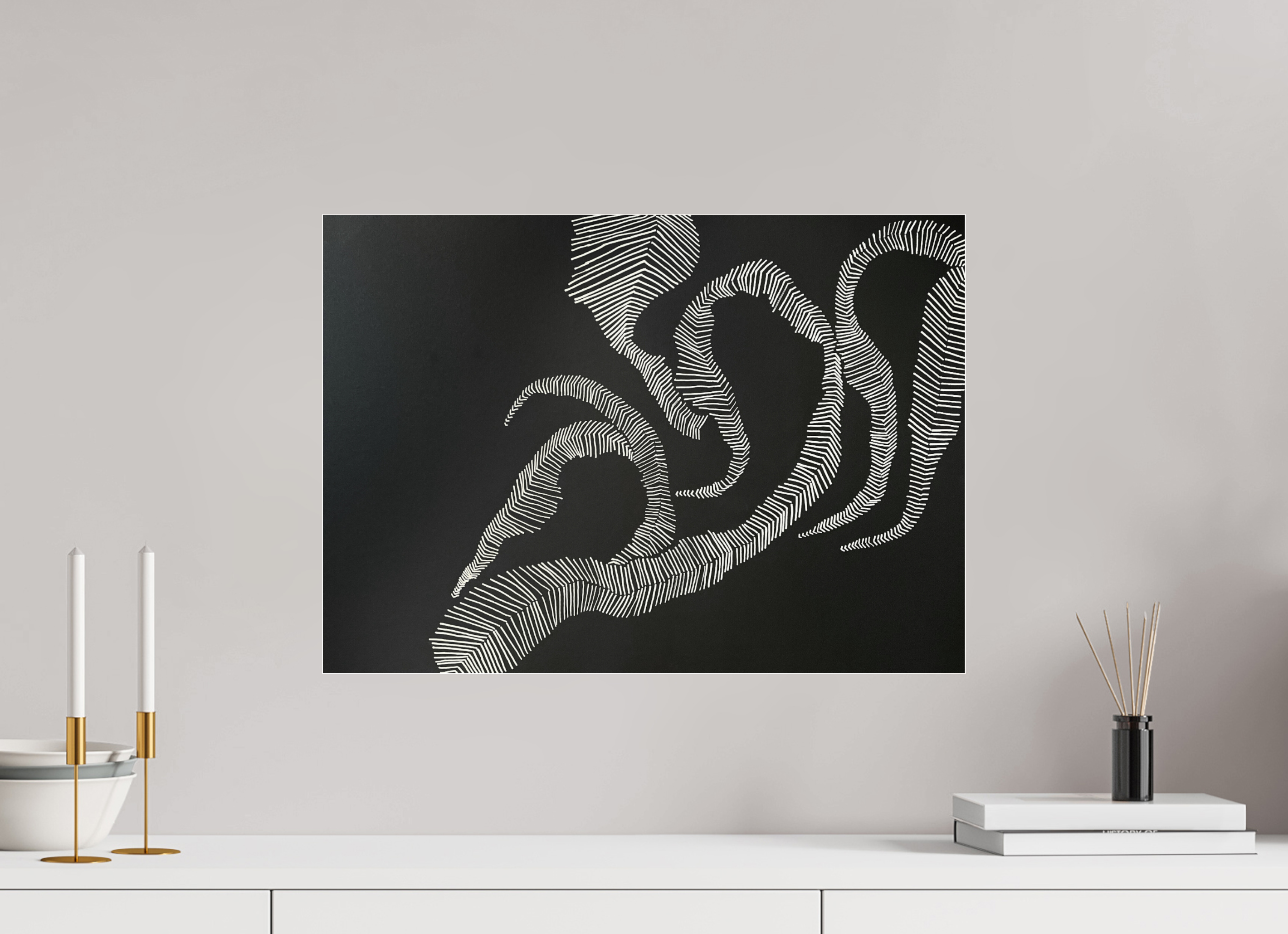 56 x 40 cm, Foto-Abzug hinter Acrylglas glänzend Schwarz-Weiß Kunstdruck "Timeconstruction" auf Alu-Dibond hinter glänzendem Acrylglas