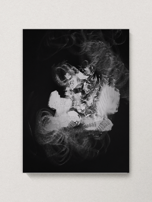 Schwarz-Weiß Kunstdruck "mindest in motion 01" auf Alu-Dibond