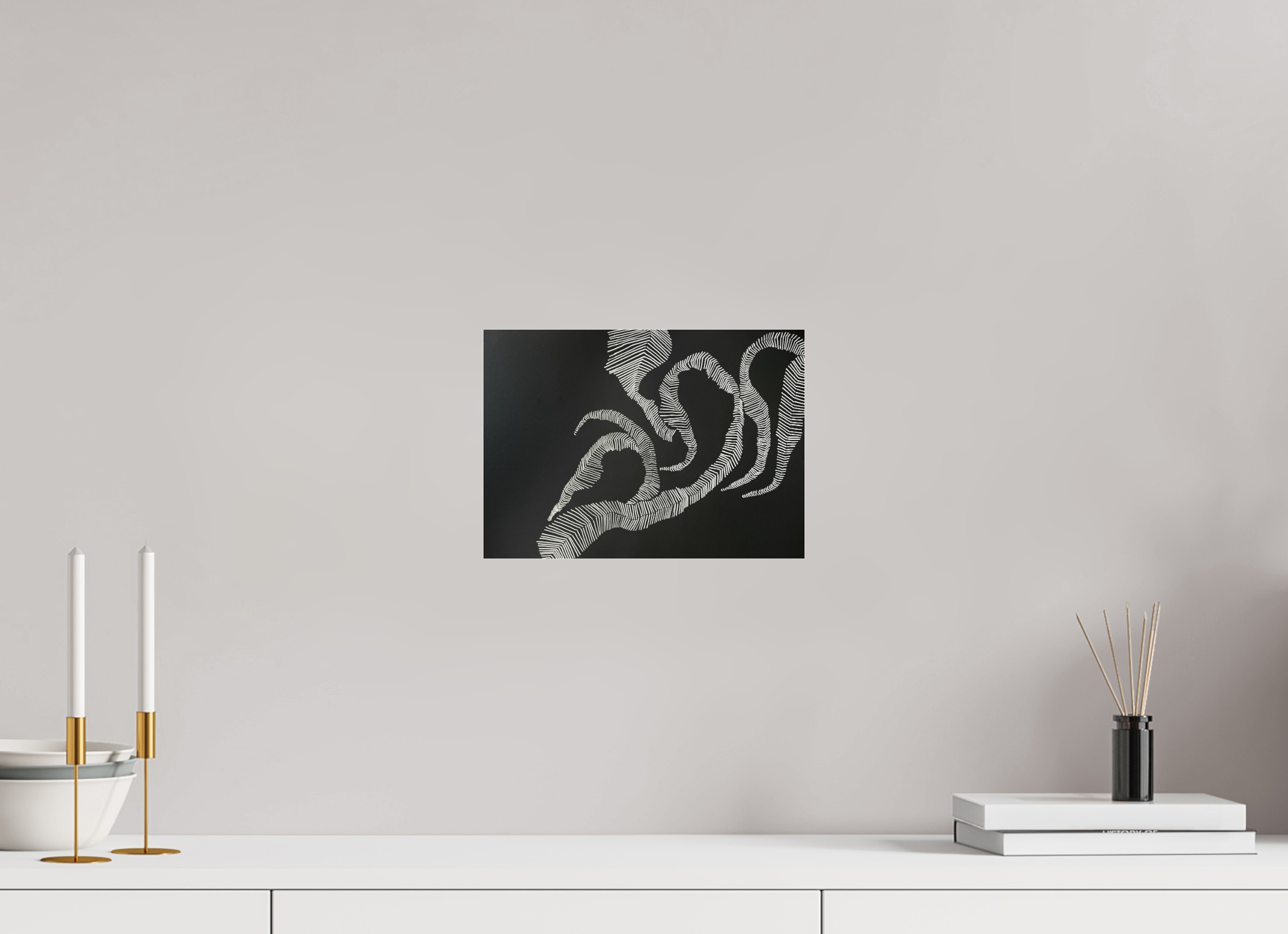 28 x 20 cm, Foto-Abzug hinter Acrylglas glänzend Schwarz-Weiß Kunstdruck "Timeconstruction" auf Alu-Dibond hinter glänzendem Acrylglas