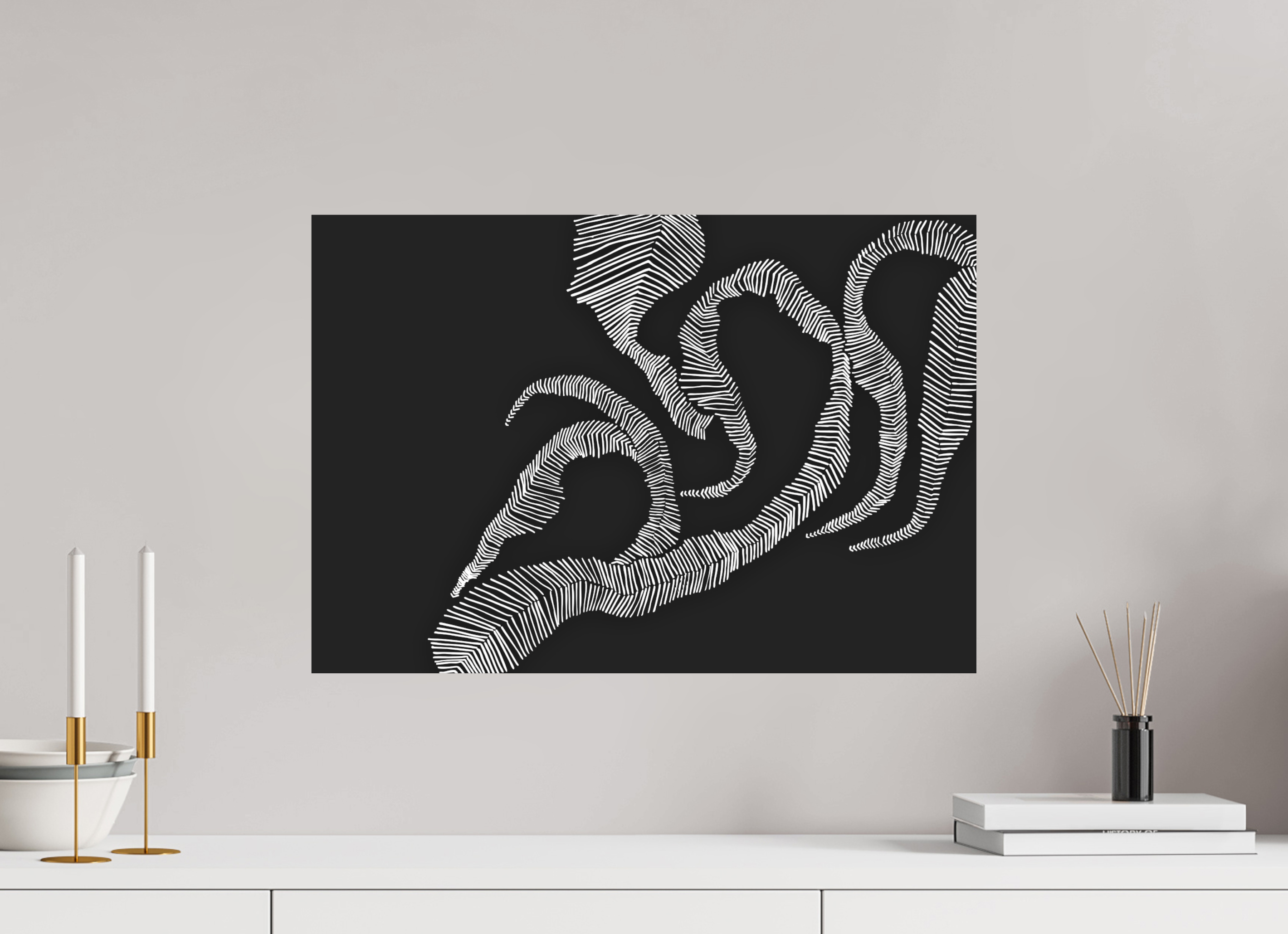 58 x 40 cm, Ilford SW-Abzug auf Alu-Dibond Schwarz-Weiß Kunstdruck "Timeconstruction" auf Alu-Dibond