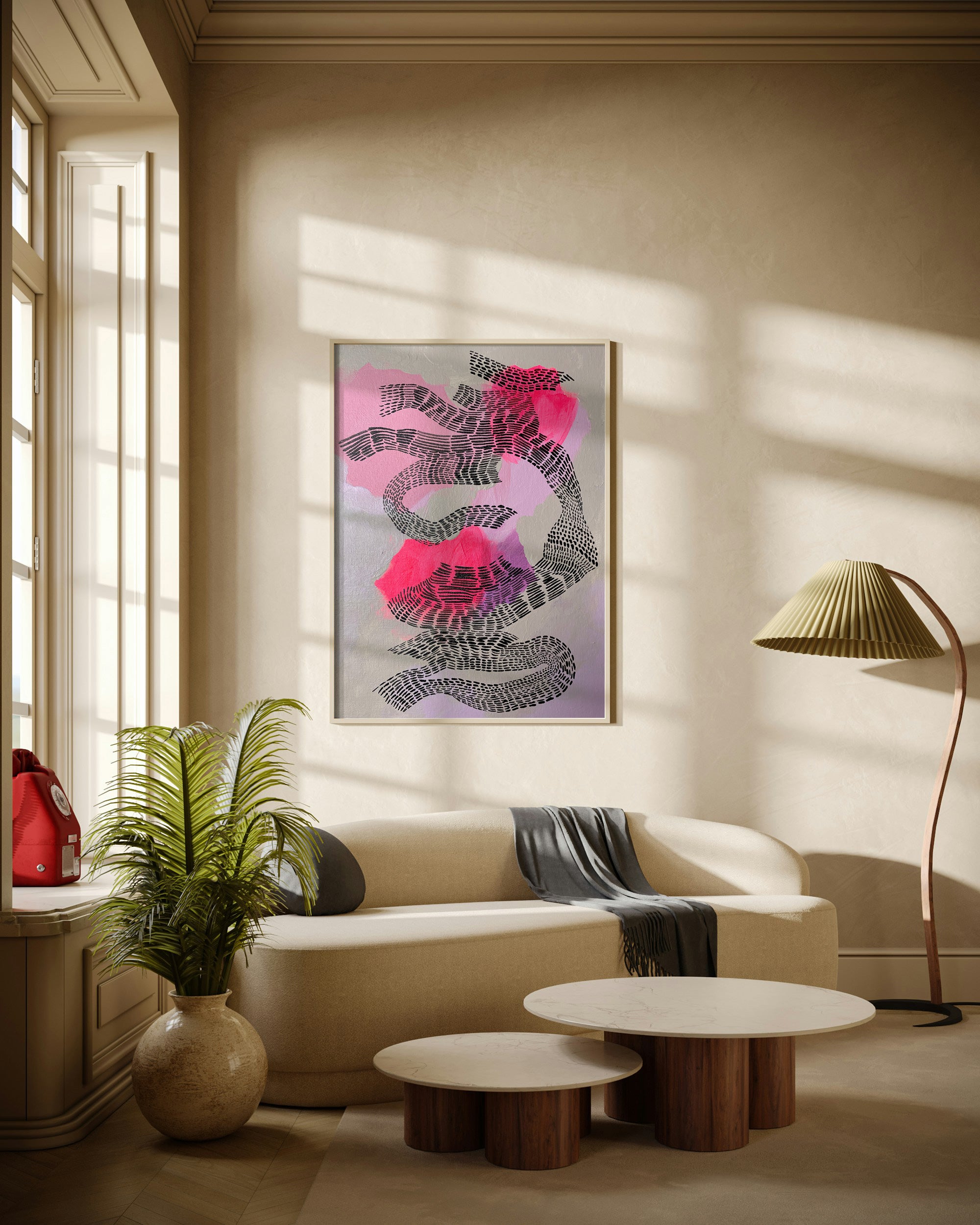Kunstdruck „perspectives.pink“ auf glänzendem Alu-Dibond
