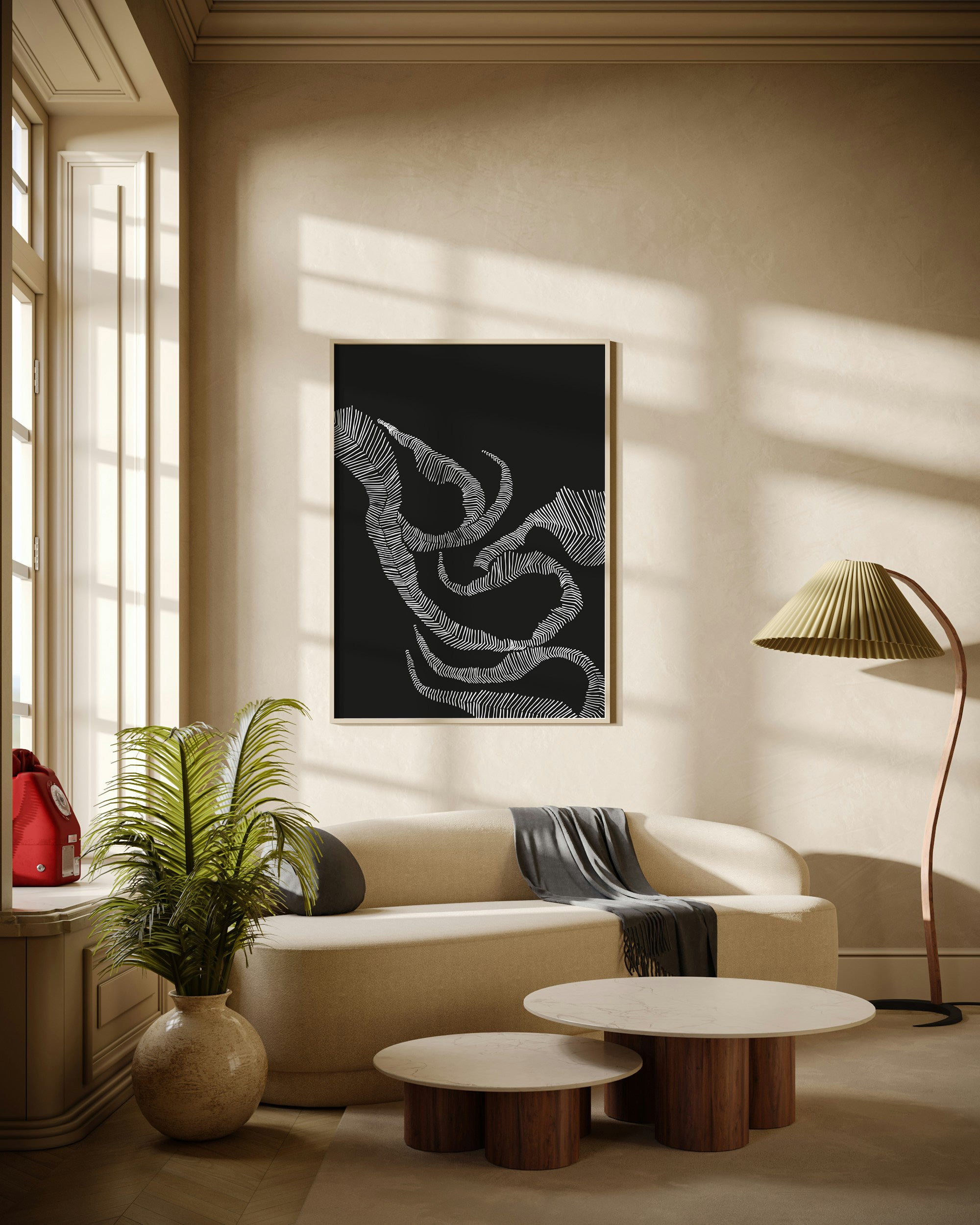 Schwarz-Weiß Kunstdruck "mindest in motion 02" auf Alu-Dibond